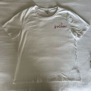 Ella Moss Oversized Embroidered Smile Graphic Soft Tee, Size L